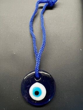 Blue Glass Evil Eye Pendant Necklace
